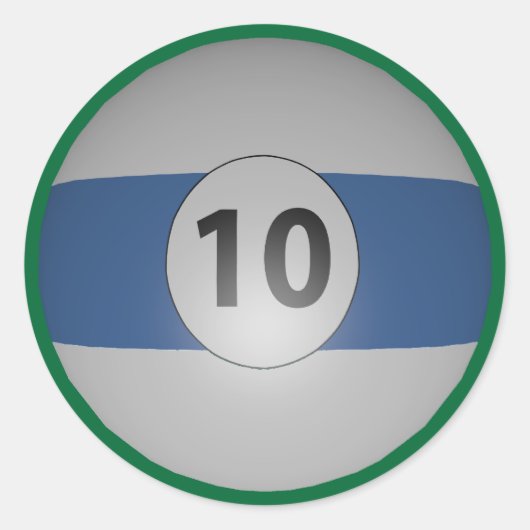 Billiards Ten Ball Ronde Sticker (Voorkant)