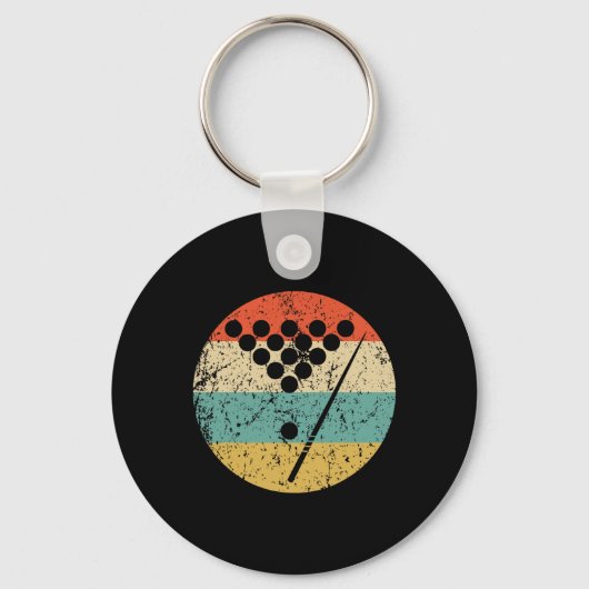 Billiards Vintage Retro Pool 1 Sleutelhanger (Voorkant)