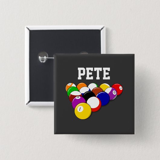 Billiardse sjabloon, populair design vierkante button 5,1 cm (Voorkant /achterkant)