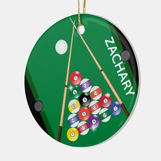 Billiardspeelster Keramisch Ornament (Links)