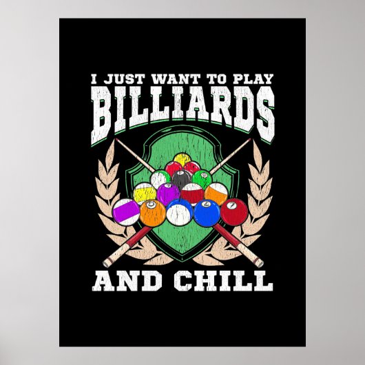 Billiardspeler | Biljarden en koelen Poster (Voorkant)