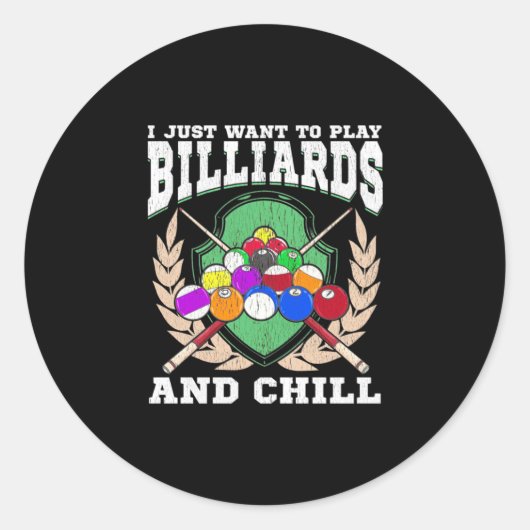 Billiardspeler | Biljarden en koelen Ronde Sticker (Voorkant)