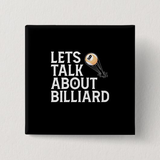 Billiardspeler | Laten we het hebben over Billiard Vierkante Button 5,1 Cm (Voorkant)