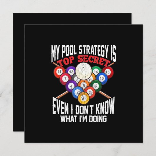 Billiardspeler | Mijn poolstrategie is zeer geheim Kaart (Voorkant / Achterkant)