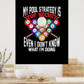 Billiardspeler | Mijn poolstrategie is zeer geheim Poster (Keuken)