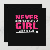 Billiardspeler | Pool Billiards Girl met ue Kaart (Voorkant / Achterkant)