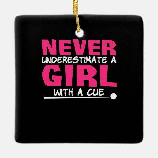 Billiardspeler | Pool Billiards Girl met ue Keramisch Ornament (Voorkant)