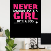 Billiardspeler | Pool Billiards Girl met ue Poster (Thuiskantoor)