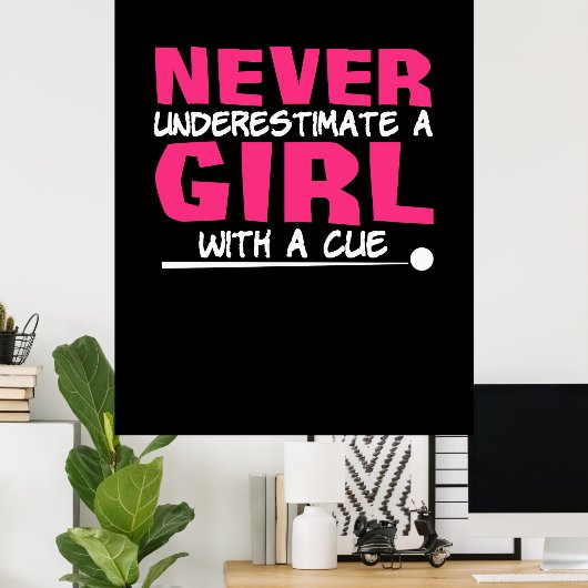 Billiardspeler | Pool Billiards Girl met ue Poster (Thuiskantoor)