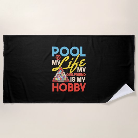 Billiardspeler | Pool Billiards is mijn leven Strandlaken (Voorkant)
