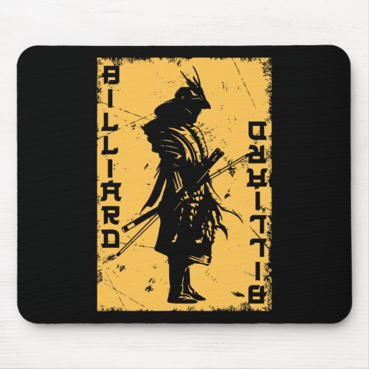 Billiardspeler Samurai Japan Warrior Snooker Poo Muismat (Voorkant)