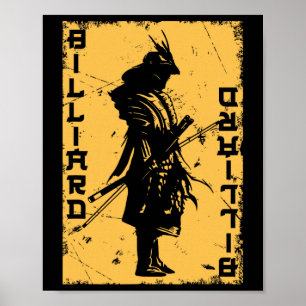 Billiardspeler Samurai Japan Warrior Snooker Poo Poster
