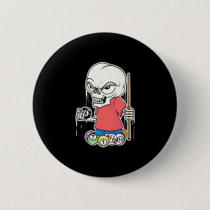 Billiardspeler Skull Billiard Player Ronde Button 5,7 Cm