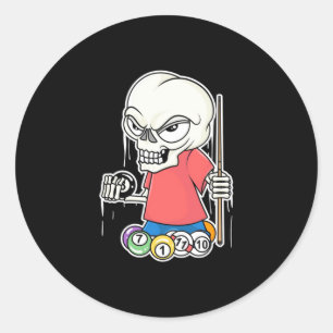 Billiardspeler Skull Billiard Player Ronde Sticker