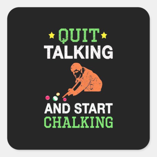 Billiardspeler | Snooker Start Chalking Vierkante Sticker (Voorkant)