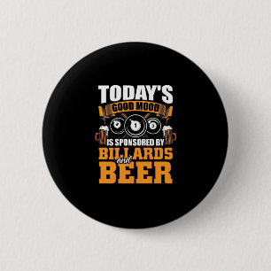 Billiardspeler Tegenwoordig Biljarten en bier Ronde Button 5,7 Cm