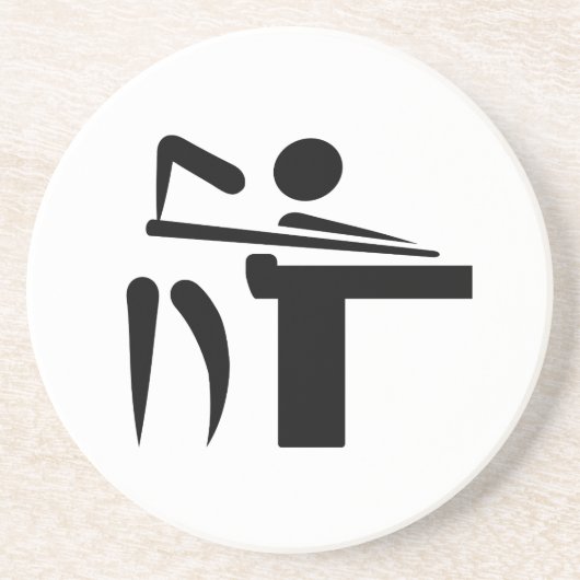 Billiardspeler Zandsteen Onderzetter (Voorkant)