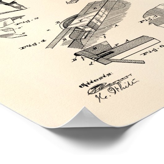 Billiardtabel 1880 oude patentart Peper Poster (Hoek)