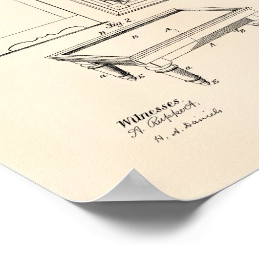 Billiardtabel 1888 Kunst voor octrooien - oude poo Poster (Hoek)