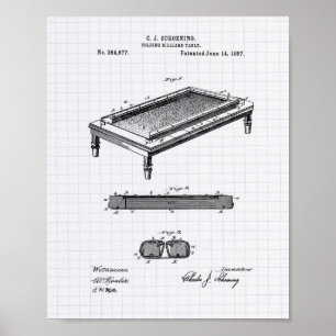 Billiardtafel 1887 Kunstwerk met octrooi - Lijnenp Poster