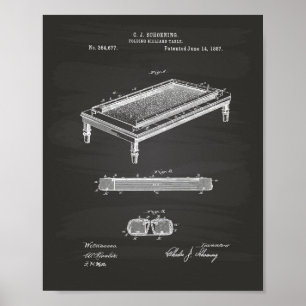 Billiardtafel 1887 Kunstwerk voor octrooien - Chal Poster