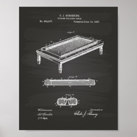 Billiardtafel 1887 Kunstwerk voor octrooien - Chal Poster (Voorkant)