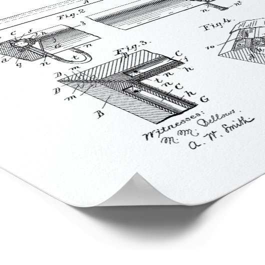 Billiardtafel 1897 Kunst octrooi - Witboek Poster (Hoek)