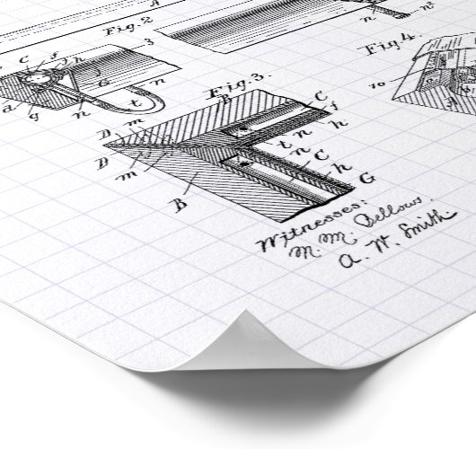 Billiardtafel 1897 Kunstkunst met octrooi - Lijnen Poster (Hoek)
