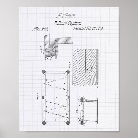 Billiardtafelkussen van 1856 Kunst met patenten -  Poster (Voorkant)