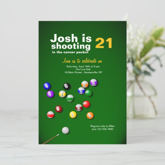 Billiarduitnodiging Kaart (Staand voorkant)