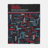 Billie, aangepaste naam die rood blauw zwart betek fleece deken (Voorkant)