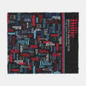 Billie, aangepaste naam die rood blauw zwart betek fleece deken (Voorkant (Horizontaal))