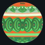 BILLIE ~ CHRISTMAS ~ RONDE STICKER<br><div class="desc">Dit is een fractal gemaakt van rood en groen. Het is een uitgesproken 3D-ontwerp.</div>
