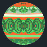BILLIE ~ CHRISTMAS ~ RONDE STICKER<br><div class="desc">Dit is een fractal gemaakt van rood en groen. Het is een uitgesproken 3D-ontwerp.</div>