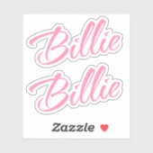 Billie Decoratieve Naam in Roze x2 Sticker (Vel)