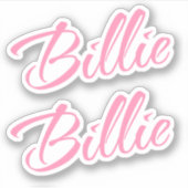 Billie Decoratieve Naam in Roze x2 Sticker (Voorkant)