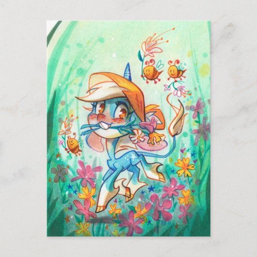 Billie en de bijen briefkaart (Voorkant)