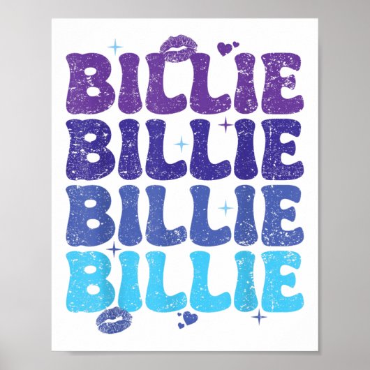 Billie Hart Gepersonaliseerde Naam Ik Hou Van Bil Poster (Voorkant)
