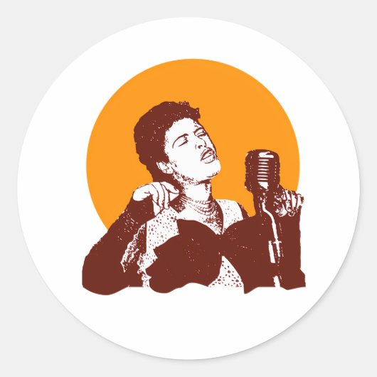 Billie Holiday Ronde Sticker (Voorkant)