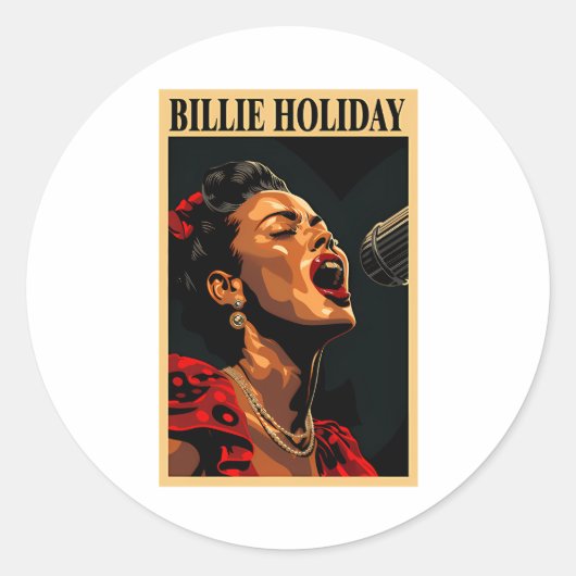 Billie Holiday Ronde Sticker (Voorkant)