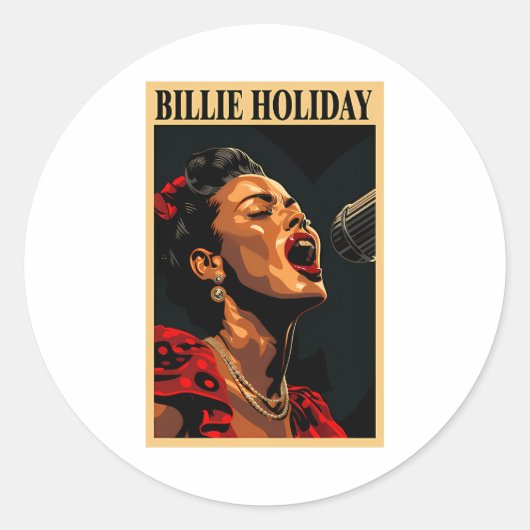 Billie Holiday Ronde Sticker (Voorkant)