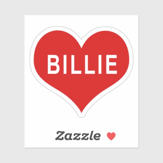 BILLIE NAME Rood Hart Vinyl Sticker (Vel)