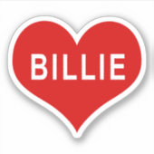 BILLIE NAME Rood Hart Vinyl Sticker (Voorkant)