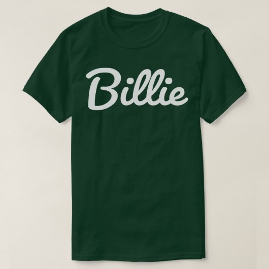Billie Typografie Wit Cursief Script T-shirt (Design voorkant)