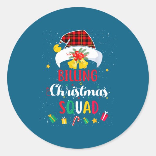 Billing Christmas Squad Santa Hat Billing Speciali Ronde Sticker (Voorkant)