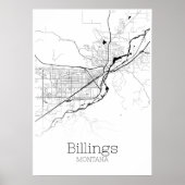 Billings Map - Montana - City Map Poster (Voorkant)