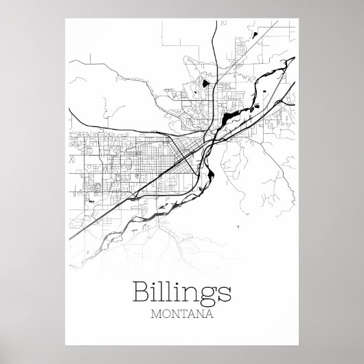 Billings Map - Montana - City Map Poster (Voorkant)