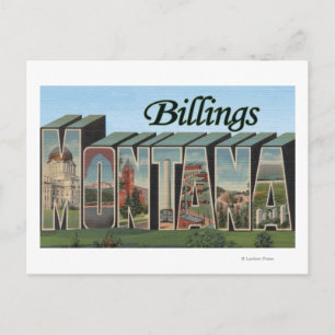 Billings, Montana - Grote Letter-scènes Briefkaart