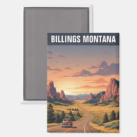 Billings Montana Reizen Magneet (Voorkant / Achterkant)
