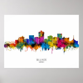 Billings Montana Silhouet Poster